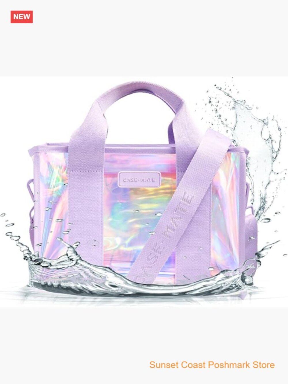 Iridescent Jelly Tote Bag with Crossbody Strap Waterproof Foldable Washable